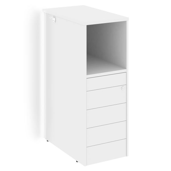 Тумба с подсветкой 5 ящиков TIP-ON, проходная  средняя Onix O.R-TV-5TIP.S 436x767x1185 (Белый Бриллиант)