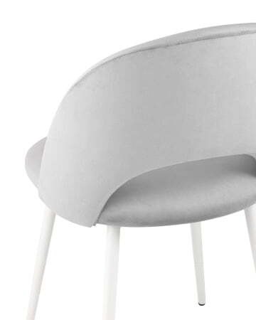 Стул Меган велюр светло-серый белые ножки (Стул Меган светло-серый)