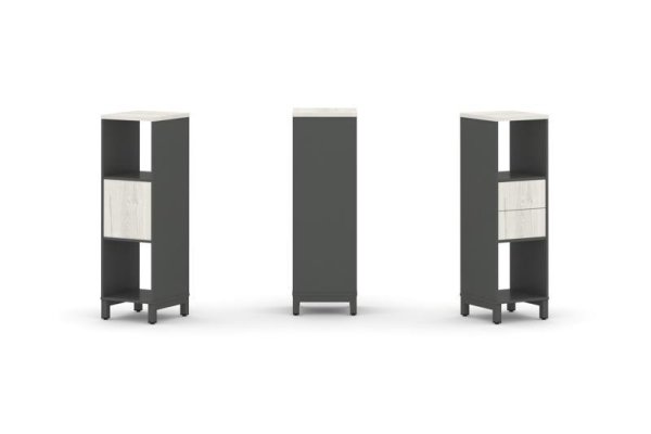 Набор стеллажа 1 сторонний, 3 яруса SN.NS-311 (387х400х1248) (Антрацит/Дуб Наварра/Металл Антрацит)