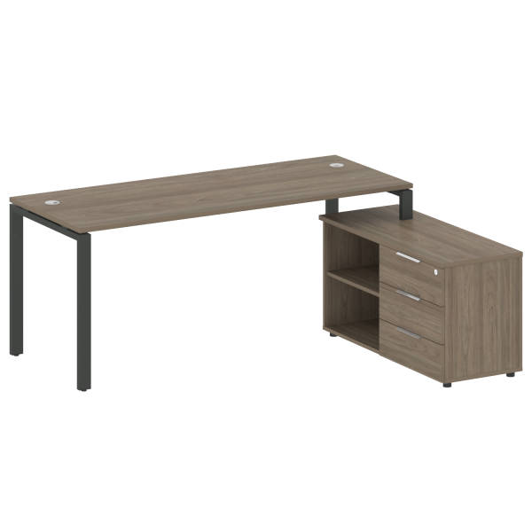 Рабочая станция с опорной тумбой правая Metal System Style БП.РС-СТС-2.5 Пр 1900x1520x750 (Вяз/Антрацит металл)