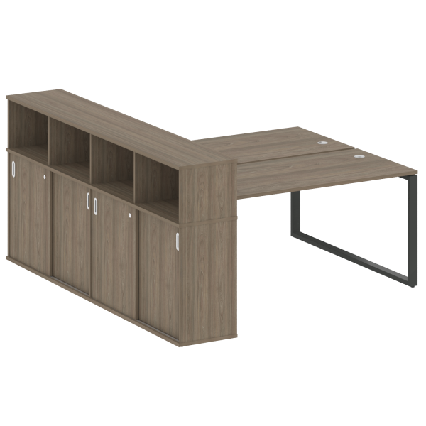 Рабочая станция с шкафом-купе на О-образном м/к Metal System Style БО.РС-СШК-4.4 Т 2010x2332x1098 (Вяз/Антрацит металл)