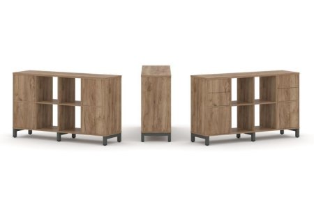 Набор стеллажа 1 сторонний, 2 яруса SN.NS-241 (1488х400х881) (Дуб Табак/Металл Антрацит)