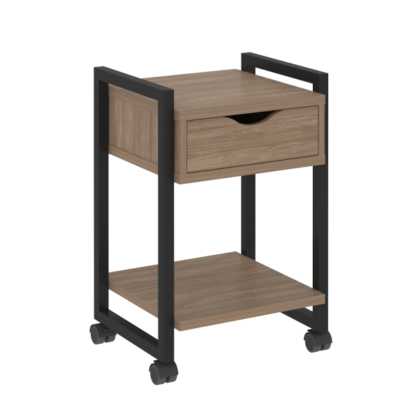 Тумба на колесных опорах с ящиком и полкой VR.L-T1.K 500x460x767 (Дуб Аризона/Черный металл)
