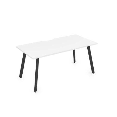 10СРВ.084 Стол рабочий с вырезом, прямолинейный (1600x800x750) (Белый премиум/Черный металл)