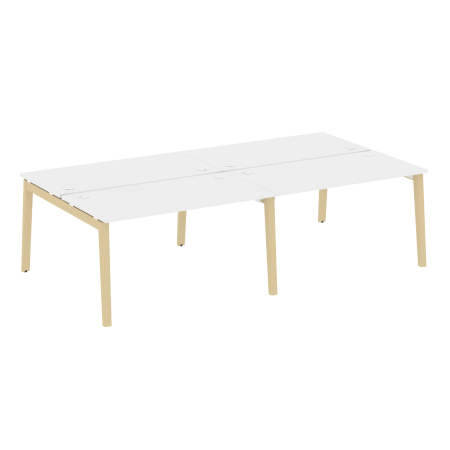Рабочая станция на деревянных опорах Onix Wood OW.D.RS-4.3.7 2760x1475x750 (Белый Бриллиант/Дуб Светлый)