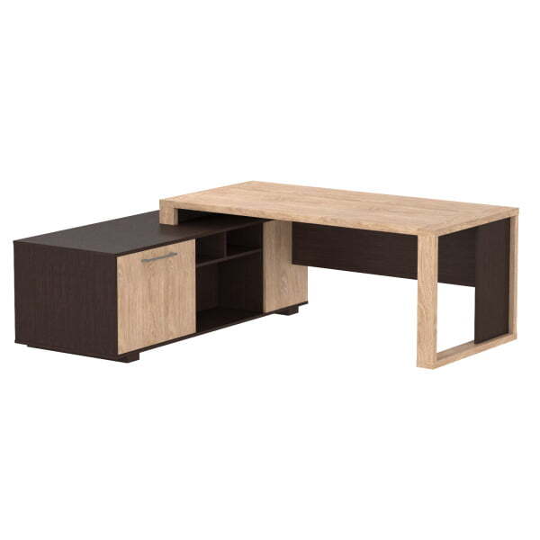 Стол руководителя на опорной тумбе, левый Alto ACT 2118 L 2100x1800x750 (Дуб Девон/Венге Магия)