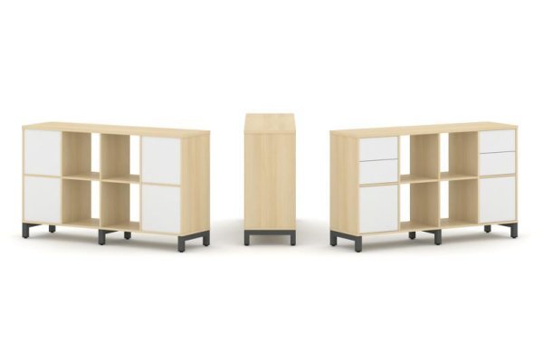 Набор стеллажа 1 сторонний, 2 яруса SN.NS-241 (1488х400х881) (Акация Лорка/Белый/Металл Антрацит)