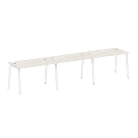 Рабочая станция на 3 рабочих места на А-образном м/к Metal System Style БА.СМ-3.2 3600x720x750 (Дуб наварра/Белый металл)