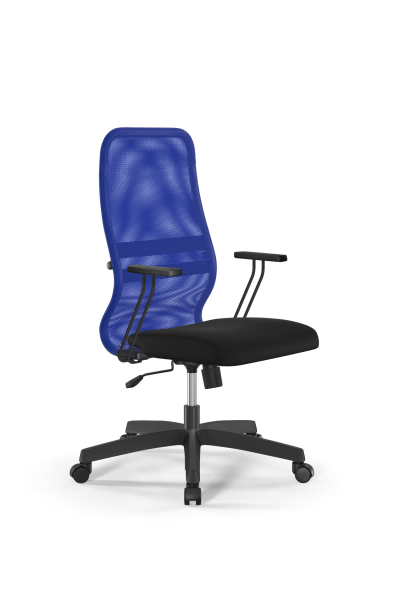 Кресло для руководителя Метта Sit 8 B2-8T - X1+UMF(X1) /Uh00/Wh00/T1bp-b(M09.B02.G15.W01) (Синий | Черный)