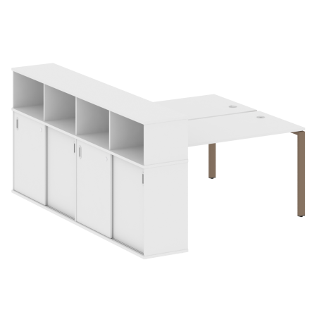 Рабочая станция с опорным шкафом-купе Metal System Style БП.РС-СШК-4.3 1910x2332x1098 (Белый/Мокко металл)