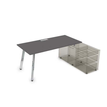 10СТО.079 Стол с тумбой опорной (1400x700x750) (Graphit mattМеталл глянец)