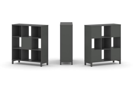 Набор стеллажа 2-х сторонний, 3 яруса SN.NSD-331 (1121х400х1248) (Антрацит/Металл Антрацит)