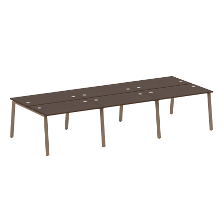 Рабочая станция на 6 рабочих места на А-образном м/к Metal System Style БА.СМ-6.2 3600x1475x750 (Венге Цаво/Мокко металл)