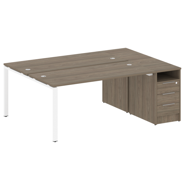 Рабочая станция с опорной тумбой Metal System Style БП.РС-СТП-2.4 2012x1475x750 (Вяз/Белый металл)