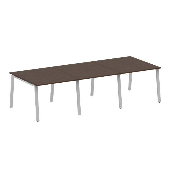 Стол для переговоров (3 столешницы) на А-образном м/к Metal System Style БА.ПРГ-3.1 3000x1235x750 (Венге Цаво/Серый металл)