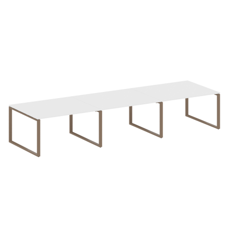 Переговорный стол 3 столешницы Metal System Style БО.ПРГ-3.3 4200x1235x750 (Белый/Мокко металл)