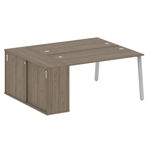 Рабочая станция с шкафом-купе на А-образном м/к Metal System Style БА.РС-СШК-1.3 Т 1810x1475x750 (Вяз/Серый металл)