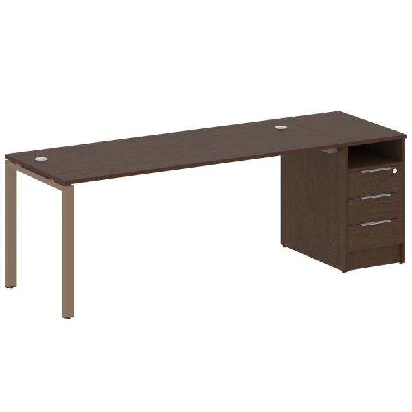 Рабочая станция с опорной тумбой Metal System Style БП.РС-СТП-1.5 2212x720x750 (Венге Цаво/Мокко металл)