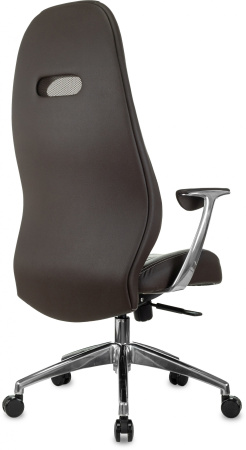 Кресло руководителя _Zen коричневый кожа крестов. алюминий (Коричневый)