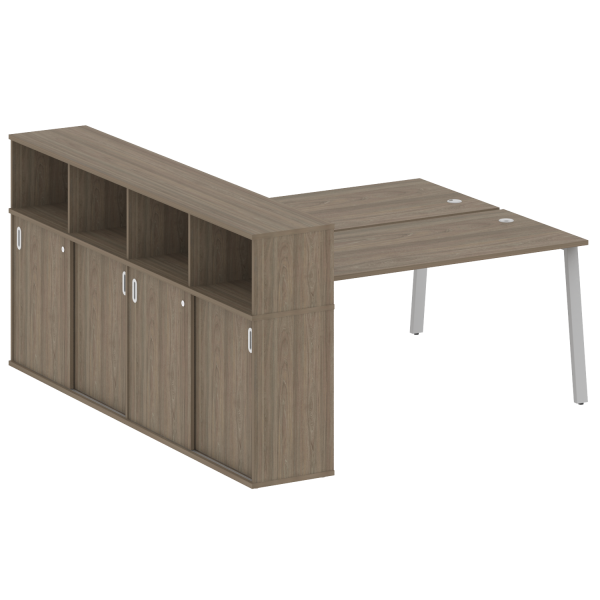 Рабочая станция с шкафом-купе на А-образном м/к Metal System Style БА.РС-СШК-4.4 Т 2010x2332x1098 (Вяз/Серый металл)