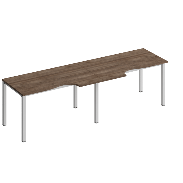 Рабочая станция со столами эргоном. на металлокаркасе КФ (2х140) Комфорт КФ К.1137-2 2800x900x750 (Дуб шамони темныйСерый)