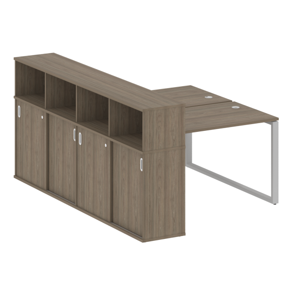 Рабочая станция с шкафом-купе на О-образном м/к Metal System Style БО.РС-СШК-4.2 Т 1610x2332x1098 (Вяз/Серый металл)