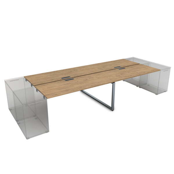 СТБД-О.984 Стол системы БЕНЧ на 4 рабочих места, приставной (3200x1635x750) (TeakwoodСерый)