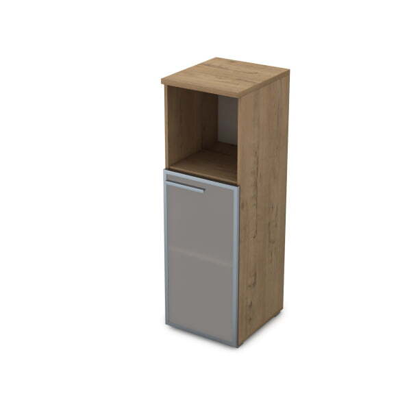 9ПЛ.017.5 Пенал средний со стеклом и нишей (400x450x1245) , левый (Teakwood)