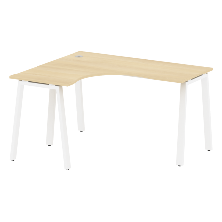 Стол криволинейный левый Metal System Style БА.СА-3 Л 1400x1200x750 (Акация/Белый металл)