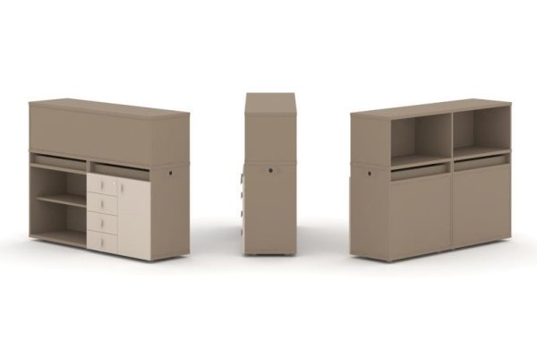 Тумба двойная + низкая надставка ES.NB.2N-7 (1500х410х1135) (Латте/Капучино)