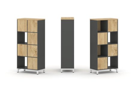 Набор стеллажа 1 сторонний, 4 яруса SN.NS-421 (754х400х1615) (Антрацит/Тиквуд Светлый/Металл Белый)