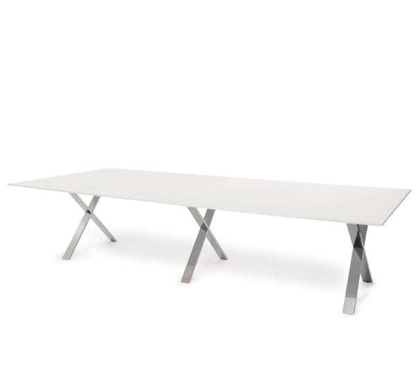 Стол для переговоров 3300х1300х750 (Белый/Хром металл)