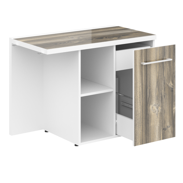 Тумба приставная правая в кабинет руководителя серии Morris MCRT 1055R 1000x550x750 (Дуб Базель/Белый)