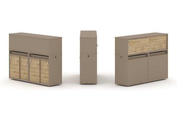 Тумба двойная + низкая надставка ES.NB.2N-6 (1500х410х1135) (Латте/Тиквуд Светлый)