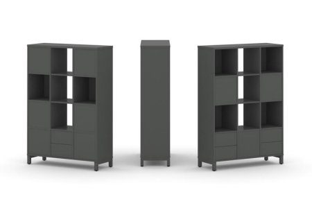 Набор стеллажа 2-х сторонний, 4 яруса SN.NSD-431 (1121х400х1615) (Антрацит/Металл Антрацит)