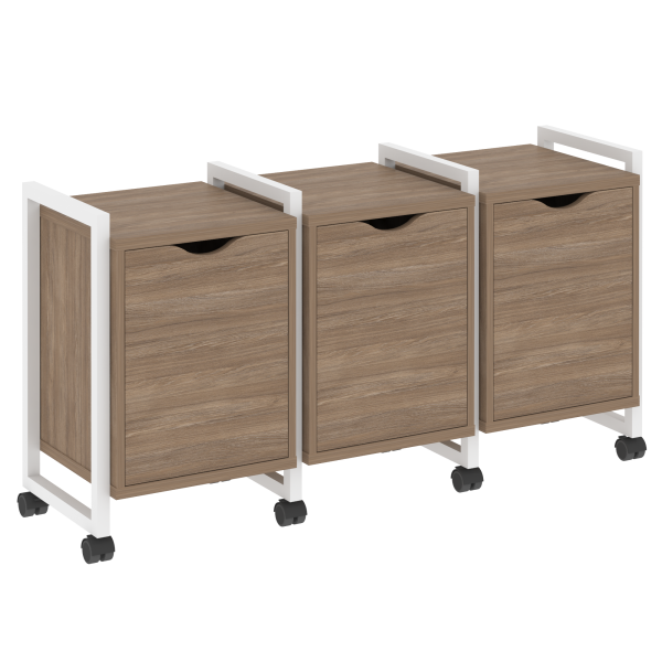 Тумба на колесных опорах наборная VR.L-TN-5.K 1440x460x767 (Дуб Аризона/Белый металл)