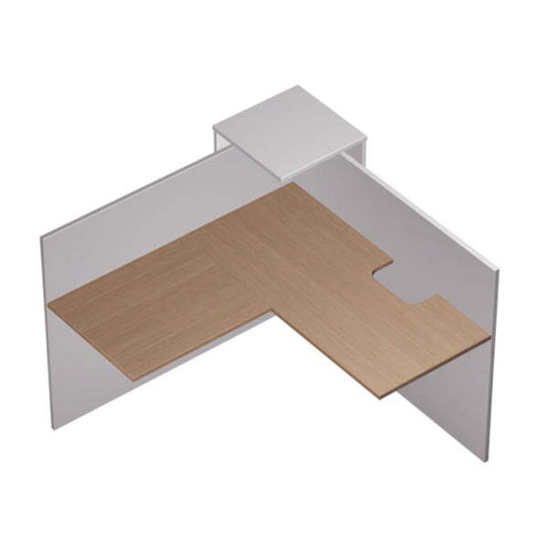 Модуль ресепшн угловой с вырезом, левый PROFIQUADRO КВ 0703 1482x1482x1164 (Белый премиум / Вишня скандинавская)