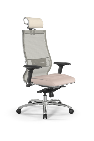 Кресло для руководителя Метта Samurai L2-6D - TS+Infinity /Kc00/Wm06/D04P/H2cL-3D(M06.B31.G04.W03) (Молочный)