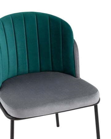 Стул Дабл велюр серый с изумрудной вставкой (Стул Дабл изумрудный)