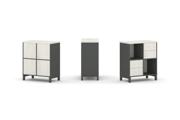 Набор стеллажа 1 сторонний, 2 яруса SN.NS-221 (754х400х881) (Антрацит/Дуб Наварра/Металл Антрацит)