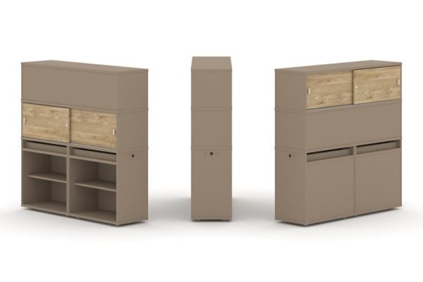 Тумба двойная + высокая надставка ES.NB.2V-3 (1500х410х1520) (Латте/Тиквуд Светлый)