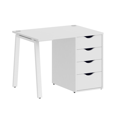 Стол письменный VR.SP-3-98.4.A 980x720x750 (Белый/Белый Металл)