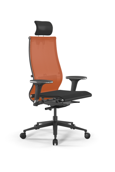Кресло для руководителя Метта SynchroSit 10 B2-107D - T /Km00/Nb00/D32P/H3mL-2D(M23.B11.G19.W03) (Черный | Оранжевый)