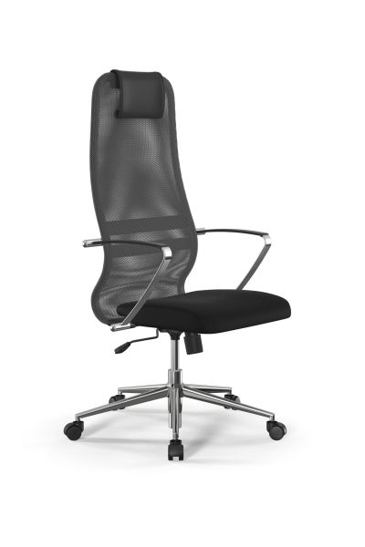 Кресло для руководителя Метта Sit 8 B1-8K - X1+UMF(X1) /Uh00/Wh00/K5cL(M09.B23.G18.W01) (Светло-серый | Черный)