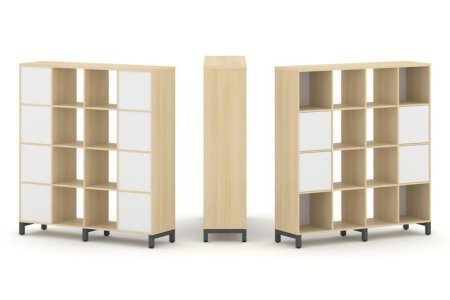 Набор стеллажа 1 сторонний, 4 яруса SN.NS-441 (1488х400х1615) (Акация Лорка/Белый/Металл Антрацит)