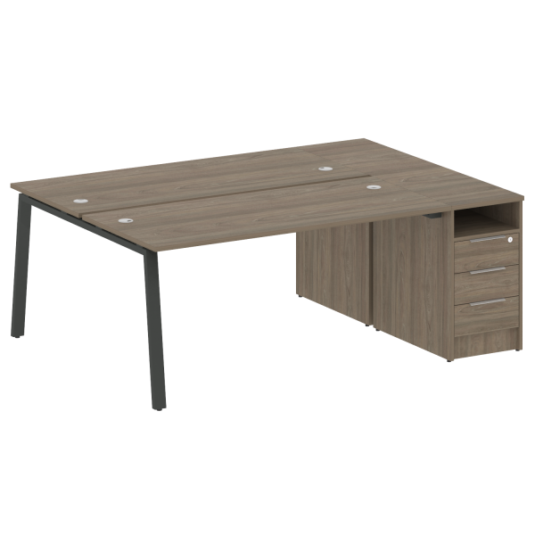Рабочая станция с тумбой на А-образном м/к Metal System Style БА.РС-СТП-2.4 2012x1475x750 (Вяз/Антрацит металл)
