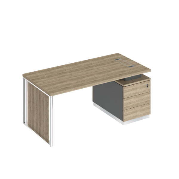 Стол на опорной тумбе с декоративной вставкой Bravo БР 109 1800x900x750 (Дуб гладстоун светлый / Антрацит премиум / Дуб гладстоун светлыйСерый)