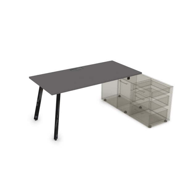 10СТО.089 Стол с тумбой опорной (1400x800x750) (Graphit mattЧерный глянец)