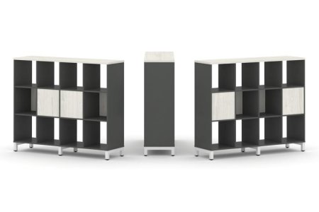 Набор стеллажа 2-х сторонний, 3 яруса SN.NSD-341 (1488х400х1248) (Антрацит/Дуб Наварра/Металл Белый)