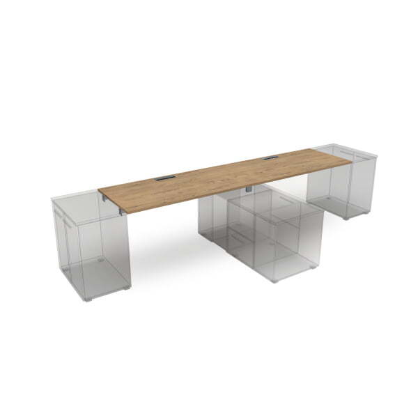 СЛДТ.984 Стол системы БЕНЧ линейный на 2 места, крепление к тумбам (3200x800x750) (TeakwoodСерый)